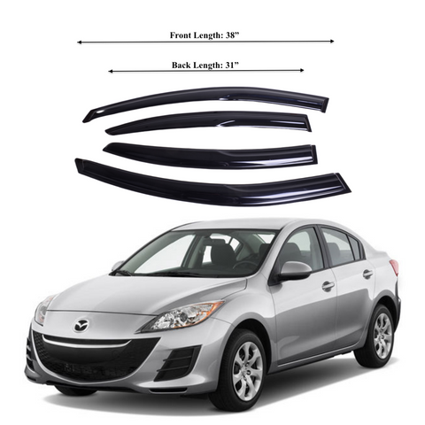 Window Visors Fits Mazda3 2010-2013 Sedan Sun Rain Deflector Guard