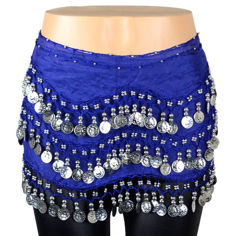 Chiffon Belly Dance Scarf with 158 Silver Coins