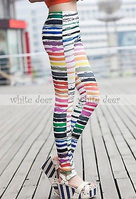 Colorful striped shop leggings