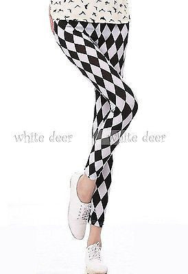 LARGE HARLEQUIN DIAMOND Black & White Ladies Leggings, True to Size,  Stretchy, No Shine, Long, High Waisted. I Love These Leggings. -   Australia