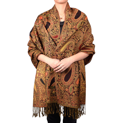 Paisley Floral Pashmina gold/silver tear l