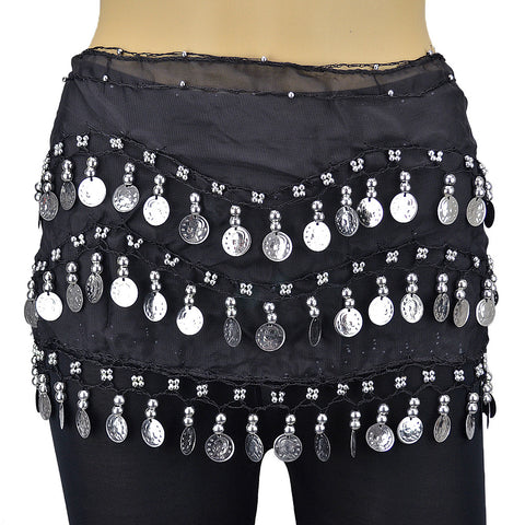 98 Coins Chiffon Belly Dance Scarf