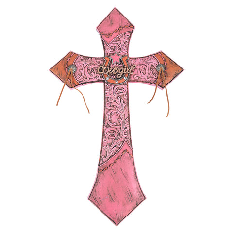 18" Cowgirl Pink Wall Cross