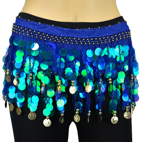 Milky Sequines Belly Dance Scarf - Gold Coins