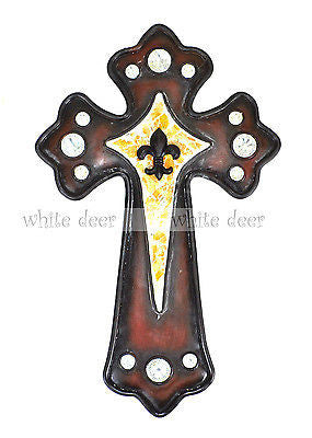 15" Fleur De Lis Gold Wall Cross