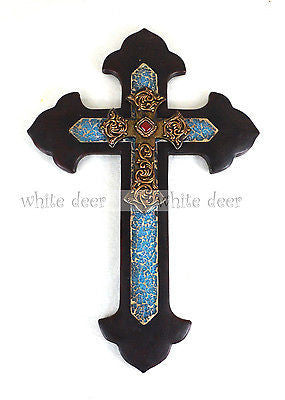 15" Ruby Floral Wall Cross
