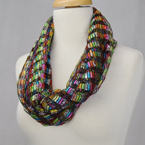 66" Crochet Multi Color Infinity Scarf