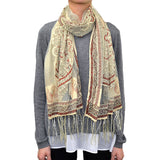 Western Paisley Floral Long Scarf with Glitter