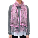 Western Paisley Floral Long Scarf with Glitter