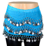 Chiffon Belly Dance Scarf with 158 Silver Coins