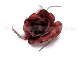 Women's Lady Black Feather Flower Brooch Clip Flash Powder Glitter Headdress