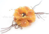 Lady Feather Peony Flower Brooch Pin Clip Bridal Party Hair Headdress Rhinestone