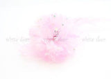 Lady Feather Peony Flower Brooch Pin Clip Bridal Party Hair Headdress Rhinestone