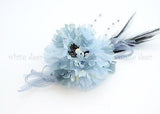 Lady Feather Peony Flower Brooch Pin Clip Bridal Party Hair Headdress Rhinestone