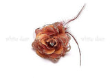 Lady Feather Rose Flower Brooch Pin Clip Glitter Hair Headdress Rhinestone