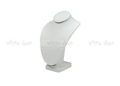 8" White Jewelry Necklace Chain Pendant Display Stand Holder Hook Faux Leather