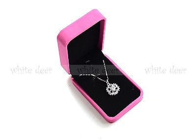 High Quality Pink Velvet Necklace Pendant Gift Long Box Case Jewelry Display