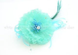 Lady Feather Peony Flower Brooch Pin Clip Bridal Party Hair Headdress Rhinestone