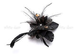 Women's Lady Black Feather Flower Brooch Pin Clip Rhinestone Party Headdress