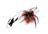 Women's Lady Black Feather Flower Brooch Pin Clip Rhinestone Party Headdress