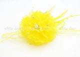 Lady Feather Peony Flower Brooch Pin Clip Bridal Party Hair Headdress Rhinestone