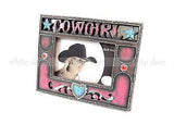4 x 6 Western Cowgirl Photo Frame Turquoise Heart Star Ruby Pink Leather Texture
