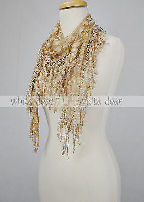 62" Melon Seed Triangle Lace Scarf