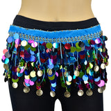 Multi-color Sequin Belly Dance Scarf - Gold Coins