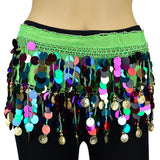 Multi-color Sequin Belly Dance Scarf - Gold Coins