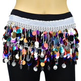 Multi-color Sequin Belly Dance Scarf - Silver Coins