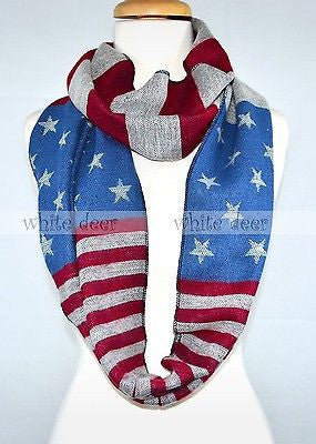 70" Thick American Flag Infinity Scarf