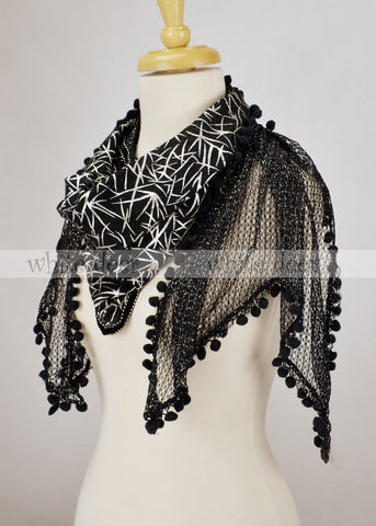 76" Glitter Fishnet Double Layer Scarf