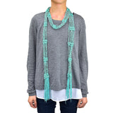 70" Crochet Beads Scarf with Fringe