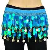 Milky Sequines Belly Dance Scarf - Gold Coins