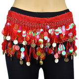 Milky Sequines Belly Dance Scarf - Gold Coins