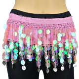 Milky Sequines Belly Dance Scarf - Silver Coins