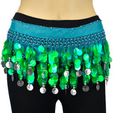Milky Sequines Belly Dance Scarf - Silver Coins