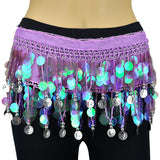 Milky Sequines Belly Dance Scarf - Silver Coins