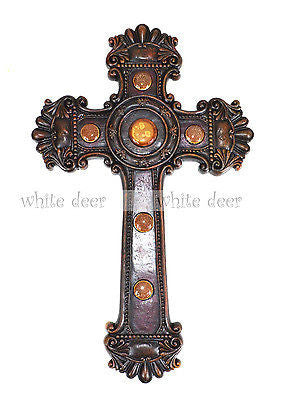 15"Floral Carving Wall Cross