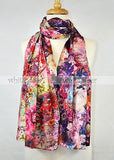 68" Double Floral Silk Scarf