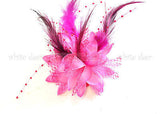 Wholesale Lady Feather Flower Brooch Pin Bridal Party Hair Holder Headdress Bead