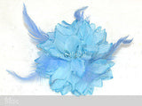 Lady Feather Flash Powder Glitter Flower Brooch Pin Bridal Party Hair Headdress