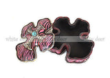 Cross Jewelry Box Zebra Print Pink Horseshoe Lone Star Turquoise Floral Carving
